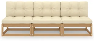 vidaXL 3-osobowa sofa z poduszkami, lite drewno sosnowe - Ławki ogrodowe - miniaturka - grafika 3