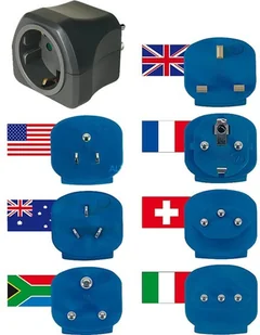 Brennenstuhl wtyczka turystyczna zestaw, adapter gniazda wtykowego z różnymi końcówkami do ponad 150 krajów (7 X wtyk), Kolor: czarny, czarny 1508160 - Akcesoria turystyczne - miniaturka - grafika 4