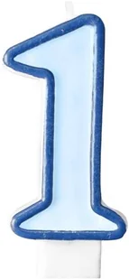 Party Deco Świeczka cyferka jedynka 1 błękitna - 1 szt. SCU1-1-001 - Urodziny dla dorosłych - miniaturka - grafika 2