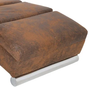 vidaXL Szezlong masujący, brązowy, sztuczna skóra zamszowa - Szezlongi - miniaturka - grafika 7