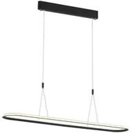 Lampy sufitowe - Mdeco LAMPA wisząca SLIM/000001/3000/B MDECO metalowa OPRAWA owalny ZWIS LED 37W 3000K nad stół czarny - miniaturka - grafika 1