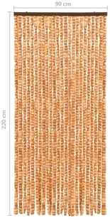 vidaXL Zasłona przeciwko owadom, ochra i biel, 90x220 cm, szenil vidaXL - Akcesoria do okien - miniaturka - grafika 6