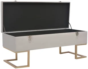 vidaXL Ławka ze schowkiem, 105 cm, szara, aksamitna vidaXL - Ławki do przedpokoju - miniaturka - grafika 3