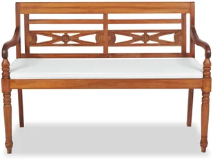 vidaXL Ławka Batavia 2-osobowa, drewno tekowe, 120 x 51,5 84 cm - Ławki ogrodowe - miniaturka - grafika 7