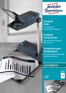Avery Zweckform Folie do rzutników (do czarno-białych kopiarek); A4, 100 szt./op., powlekane, grubość 0,10 mm, Avery Zweckform 3557 - Folie termotransferowe do faksów - miniaturka - grafika 2