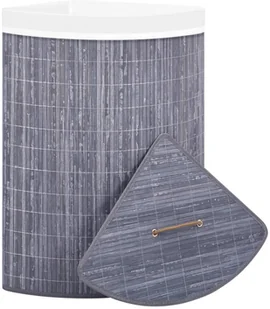 vidaXL Bambusowy kosz na pranie, narożny, szary, 60 L vidaXL - Kosze na bieliznę - miniaturka - grafika 3