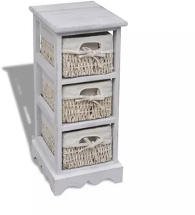 vidaXL Drewniana komoda z 3 koszykami (Biała) - Komody - miniaturka - grafika 2