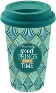 Kubki - Nuova Cer Easy life r2s PORCELANOWY KUBEK PODRÓŻNY - Good Things Take Time - Z POKRYWKĄ 350 ml 129 TM01 - miniaturka - grafika 1