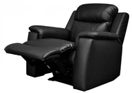 Fotele - Vente-Unique Skórzany fotel z funkcją relaks EVASION - Czarny - miniaturka - grafika 1