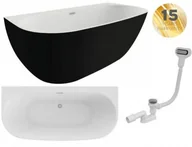 Wanny - Polimat Wanna wolnostojąca przyścienna 170x80x60 cm ok. 210 l +stelaż oraz syfon, BIAŁA/CZARNA MAT 00443 - miniaturka - grafika 1