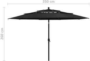 vidaXL 3-poziomowy parasol na aluminiowym słupku, czarny, 3,5 m vidaXL - Parasole ogrodowe - miniaturka - grafika 9