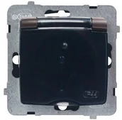Gniazdka elektryczne - Ospel Gniazdo bryzgoszczelne z uziemieniem IP-44, czekoladowy metalik- wieczko w kolorze dymnym GPH-1SZ/m/40/d - miniaturka - grafika 1