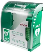 Meble i wyposażenie gabinetów medycznych - PROJEKT AED AIVIA 210 OUT - szafka na AED do zastosowań wnętrznych OUTDOOR, alarm świetlny, podświetlenie - 423x388x201 mm. - miniaturka - grafika 1