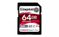 Karty pamięci - Kingston Karta pamięci SD 64GB Canvas React Plus 300/260 UHS-II U3 SDR2/64GB - miniaturka - grafika 1