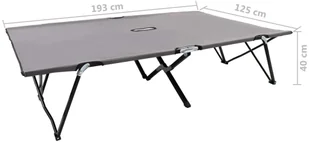 vidaXL Dwuosobowy leżak, składany, szary, stal - Leżaki ogrodowe - miniaturka - grafika 8