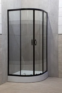 Novoterm Kabina półokrągła 80x80 Xenia czarna z brodzikiem XENIA80.CZARNA.Z/B - Kabiny prysznicowe - miniaturka - grafika 2