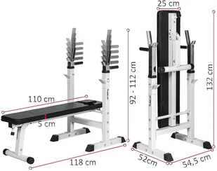 Movit BIAŁA ŁAWECZKA NA SZTANGĘ ŁAWKA DO ĆWICZEŃ STOJAKI 20040885 - Ławki treningowe - miniaturka - grafika 3