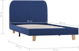 vidaXL Rama łóżka, niebieska, tkanina, 90 x 200 cm - Łóżka - miniaturka - grafika 6