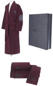 Szlafroki męskie - Soft Cotton Męski szlafrok LUXURY + ręczniki + pudełko S + ręczniki + pudełko Bordowy 20572_BATH_BOX - miniaturka - grafika 1