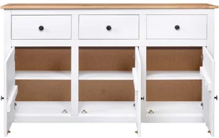 vidaXL Szafka biała 135x40x80 cm lite drewno sosnowe seria Panama 282705 - Komody - miniaturka - grafika 5