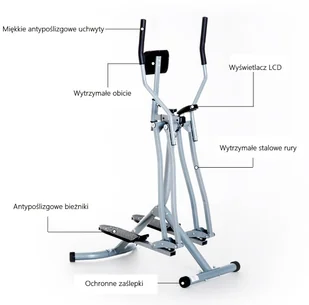 Homcom ERGOMETR ORBITREK WYŚWIETLACZ LCD STALOWY srebrny - Orbitreki - miniaturka - grafika 2