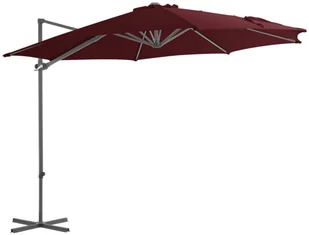vidaXL Parasol wiszący na stalowym słupku, bordowy, 300 cm 312312 - Parasole ogrodowe - miniaturka - grafika 2