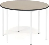 Meble do szkół i przedszkoli - AJ Produkty Stół SONITUS, okrągły, 1200x900 mm, linoleum jasnoszary, biały - miniaturka - grafika 1