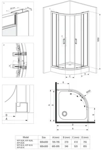 Deante FUNKIA półokrągła 90x90 KYP N51K - Kabiny prysznicowe - miniaturka - grafika 5