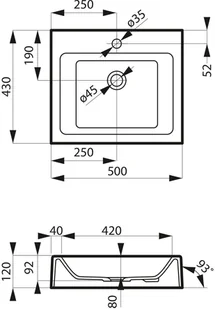 Massi Umywalka nablatowa SINGUR biała 50 cm MSU-2610-B - Umywalki - miniaturka - grafika 2