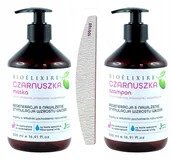 Zestawy kosmetyków damskich - Bioelixire Szampon Maska Czarnuszka 2X500 + Pilnik - miniaturka - grafika 1