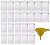 Pojemniki kuchenne - Viva Haushaltswaren VIVA artykuły gospodarstwa domowego  24 małe 106 ML słoiki na dżem z białą pokrywką/na dżemy, marmolady, galaretkami ziołowymi, pestos, musztardzie itp. W zestawie: 1 lejek do napełniania #23860 - miniaturka - grafika 1