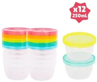 Sztućce dla dzieci - Badabulle pojemniki z pokrywkami MAXI FUN COLORS 250ml zestaw 12 szt - miniaturka - grafika 1