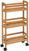 Szafki łazienkowe - Regał łazienkowy na kółkach 3 półki bambus 174521 - miniaturka - grafika 1