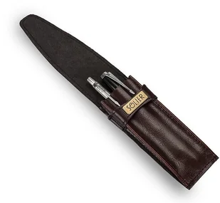 Skórzane etui na długopisy, pióro SOLIER SA12 bordowe - Etui na długopisy i pióra - miniaturka - grafika 4