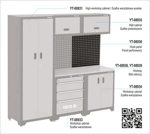 YATO ŚCIANKA NARZĘDZIOWA/PANEL PERFOROWANY ROZMIAR PERFORACJI 10mm X 10mm WYMIAR 660 X 700 X 20mm YT-08936 - Pozostałe wyposażenie warsztatu - miniaturka - grafika 3
