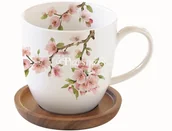 Kubki - Nuova Cer Easy life r2s PORCELANOWY KUBEK NA DREWNIANYM SPODKU - Sakura - Kwitnąca Wiśnia (1080 SAKU) 1080 SAKU - miniaturka - grafika 1