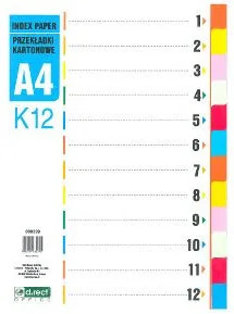 D.rect Przekładki kartonowe 1-12 K-12 - Segregatory - miniaturka - grafika 2