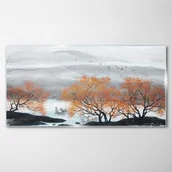 Obrazy i zdjęcia - PL Coloray Obraz na Szkle Góry Drzewa Łodzie 120x60cm - miniaturka - grafika 1