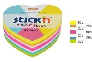 STICK N NOTES SERCE, 64X67MM, MIX 5 KOL. NEON+BIAŁY, 250KART. 21836 - Notesy i bloczki - miniaturka - grafika 2