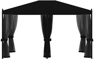 vidaXL Altana ogrodowa z zasłonami z siatki, 3x4 m, antracytowa, stal 48057 - Altany ogrodowe - miniaturka - grafika 3