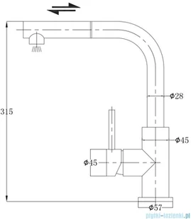 Omnires Albany bateria kuchenna z wyciąganą wylewką stal nierdzewna AB1455IN | - Baterie kuchenne - miniaturka - grafika 2