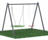 Place zabaw - Huśtawka Ogrodowa Stelaż podwójna+Bocianie gniazdo - miniaturka - grafika 1