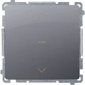 Wyłączniki światła i elektryczne - Simon Łącznik żaluzjowy podtynkowy pojedynczy trójpozycyjny 1-0-2) Mega Basic BMZW1K.01/43 srebrny mat - miniaturka - grafika 1