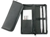 Etui na długopisy i pióra - Alassio urządzeń piszących etui czarne z prawdziwej skóry, czarny 2603 - miniaturka - grafika 1