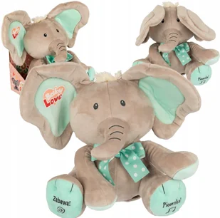 Madej Maskotka interaktywna Słonik A Kuku beżowo-miętowy 24 cm - Zabawki interaktywne dla dzieci - miniaturka - grafika 3