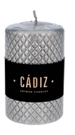 Oświetlenie świąteczne - SWIECE ARTMAN Boże Narodzenie Świeca ozdobna Cadiz walec mały średnica 7.3cm) srebrny 1szt - miniaturka - grafika 1