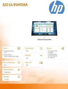 HP HP E22 G4 Srebrny - Monitory - miniaturka - grafika 5