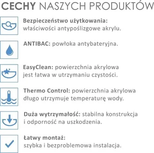 Besco 190x90 Quadro + Syfon #WAQ-190-PK - Wanny - miniaturka - grafika 7