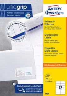 Avery Zweckform Etykiety uniwersalne trwałe A4 105mm x 48mm 100 arkuszy Zweckform 3424 - Etykiety samoprzylepne i bloki etykiet - miniaturka - grafika 5