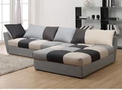 Narożniki - Vente-Unique Sofa narożna z tkaniny rozkładana ROMANE - Szary - Narożnik prawostronny - miniaturka - grafika 1